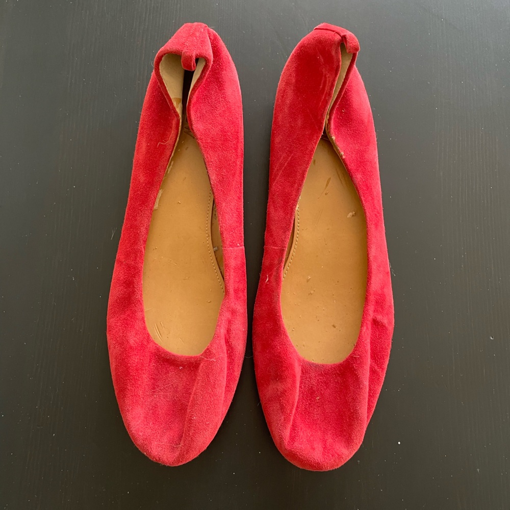 J Crew Elegant Red Suede Ballet Flats